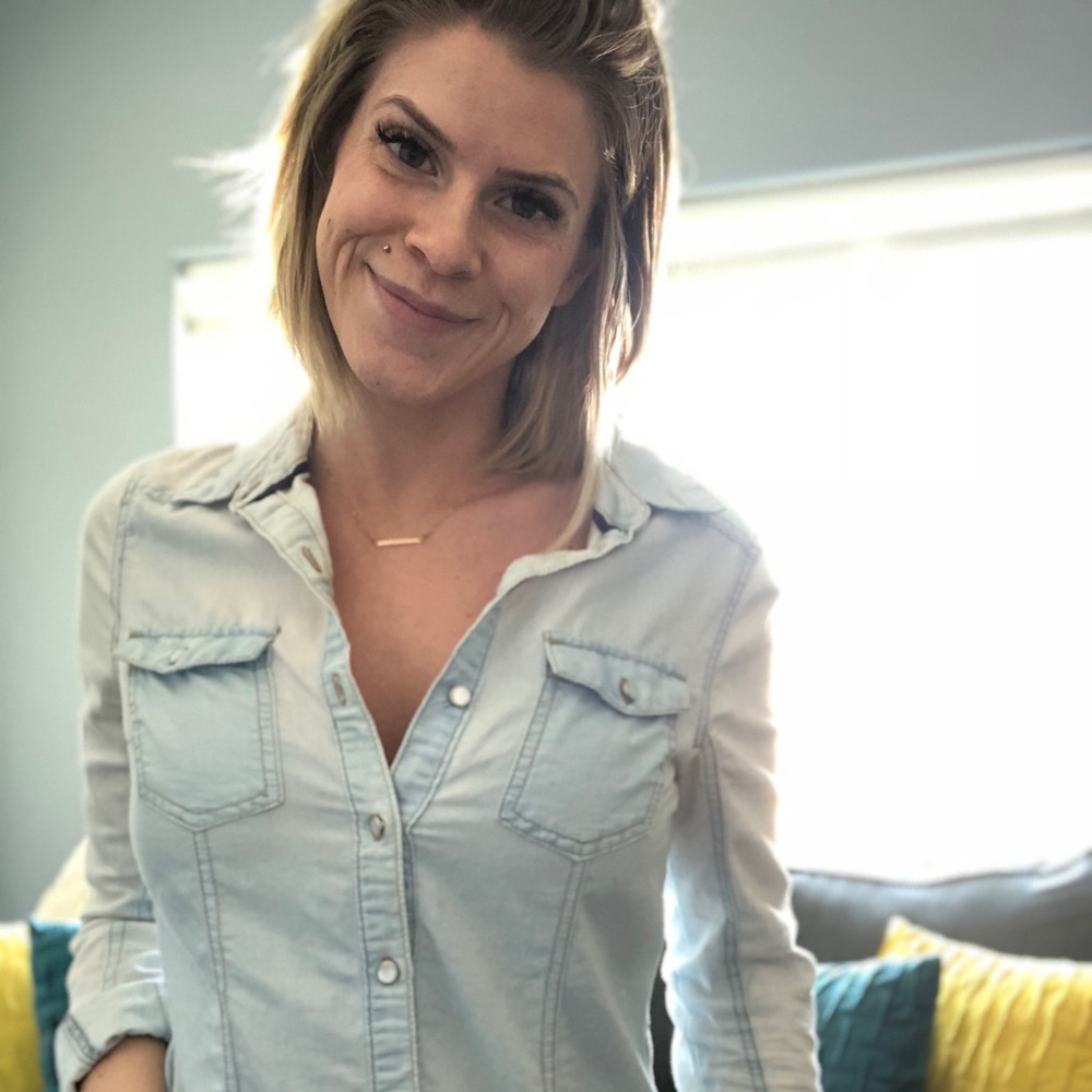Light wash chambray button-up